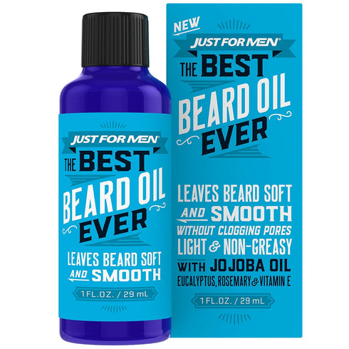 Just For Men The Best Beard Oil Ever, 1 Fl Oz - Supports Growth with Vitamin E, Eucalyptus, Rosemary, Jojoba Oil