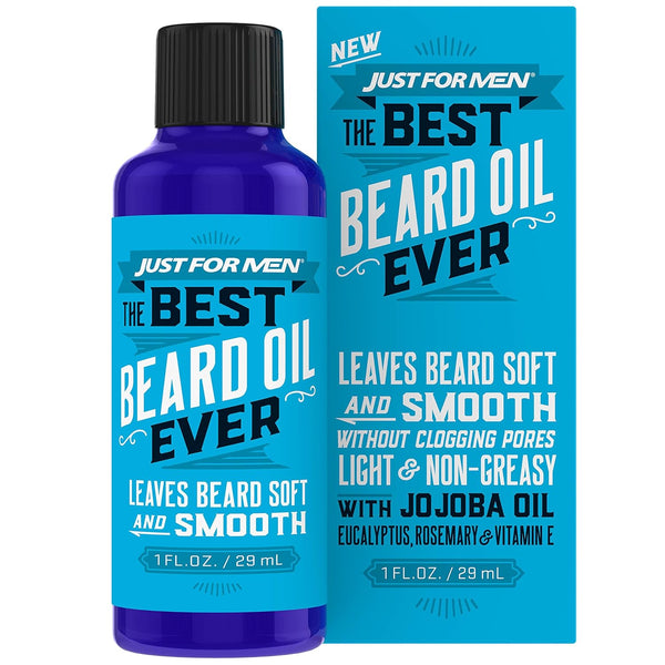 Just For Men The Best Beard Oil Ever, 1 Fl Oz - Supports Growth with Vitamin E, Eucalyptus, Rosemary, Jojoba Oil
