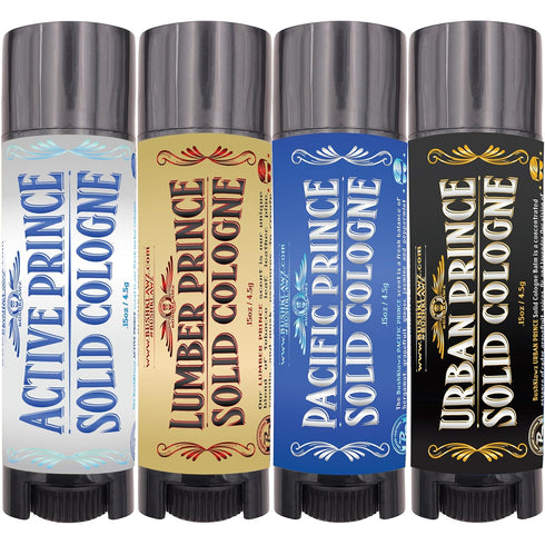 Solid Colognes Travel Variety Gift Set Sampler, Includes 1 Stick of Each of 4 Famous Scents
