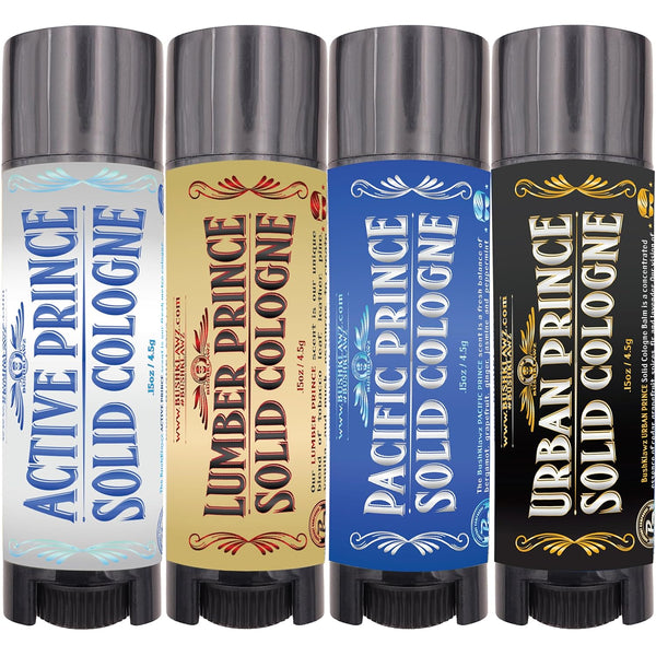 Solid Colognes Travel Variety Gift Set Sampler, Includes 1 Stick of Each of 4 Famous Scents
