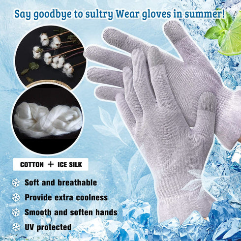 MIG4U Moisturizing Beauty Gloves - Touchscreen Overnight Sleeping Gloves for Women with Dry Hands (Grey Purple, 3 Pairs)