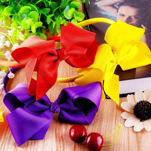 SIQUK 12 Pieces Bow Headbands for Girls - Boutique Grosgrain Headbands with Ribbon Bow in 12 Colors