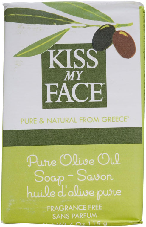 Kiss My Face Moisturizing Bar Soap for All Skin Types, Pure Olive Oil, 4 oz.