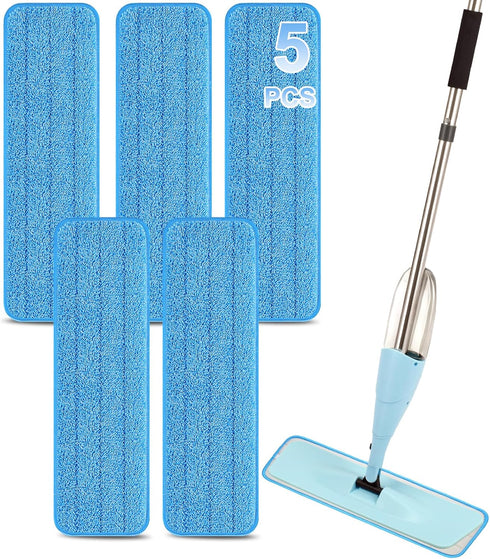 18 inch Reusable Mop Pads, Microfiber Spray Mop Replacement Heads for Wet/Dry Mops, Compatible with Bona Floor Care