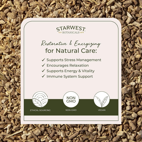 Starwest Botanicals Organic Ashwagandha Root for Tea, Capsules, & Herbal Blends, 4 oz Pouch