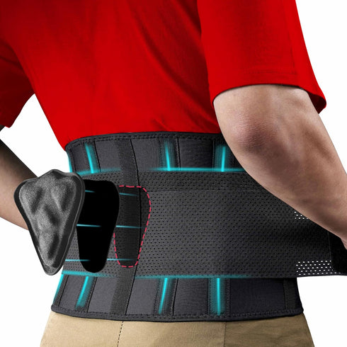FEATOL Back Brace for Lower Back Pain Relief, Heavy Work Lifting with Ergonomically 3D Silicone Pad, L/XL