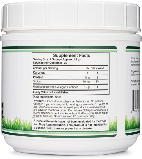 Collagen Peptides Powder, 16.08oz, Hydrolyzed Collagen, Keto Safe, Multi Type 1, 2, and 3, Grass Fed Bovine Source