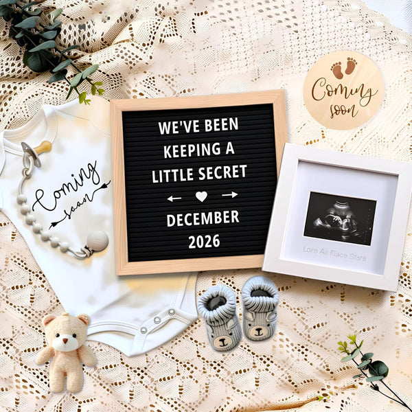 Pregnancy Announcement, Baby Announcement Ideas Set Include Felt Letter Board, Baby Onesie,