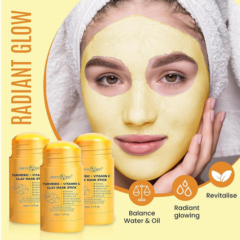 Turmeric Face Mask - Pure Organic Acne Treatment and Anti-Aging for Dull Skin Care, Set of 3