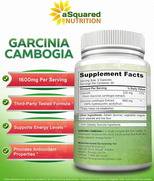 100% Pure Garcinia Cambogia Extract - 120 Capsules, Ultra High Strength HCA, Natural Weight Loss Diet Pills