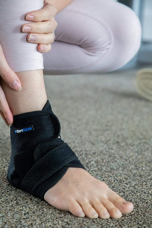 RiptGear Ankle Brace Support - Compression for Sprained Ankle, Adjustable Straps for Recovery (Large)
