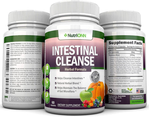 Intestinal Cleanse - All Natural Herbal Detox Formula - Full 10-Day Detox Program with 10 Natural Ingredients