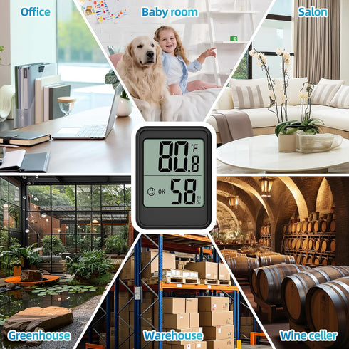 Digital Hygrometer Indoor Thermometer, 2.7in Room Humidity Meter with High Accurate Sensor, Black