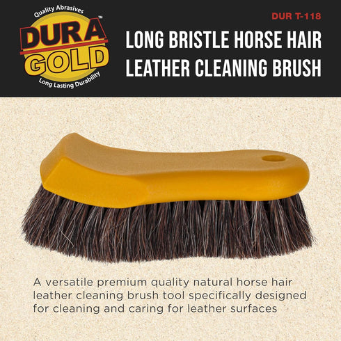 Dura-Gold Long Bristle Horse Hair Leather Cleaning Brush - Scrub Clean Car Interior Upholstery, Seats, Furniture, Fabric, Carpet, Shoes Boots Sneakers - Auto Detailing, Scrubbing Removing Stains, Dirt by Dura-Gold