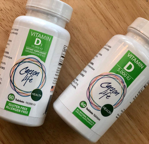 CARSON LIFE Vitamin D 10,000 IU Tablets | 60 Tablets - Excellent Supplement for Vitamin D Deficiency