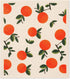 Swedish Dishcloths 3 Pack, Orange Oranges Print, Reusable Kitchen Cleaning Cloth, Machine Washable, 7.87”x6.88”