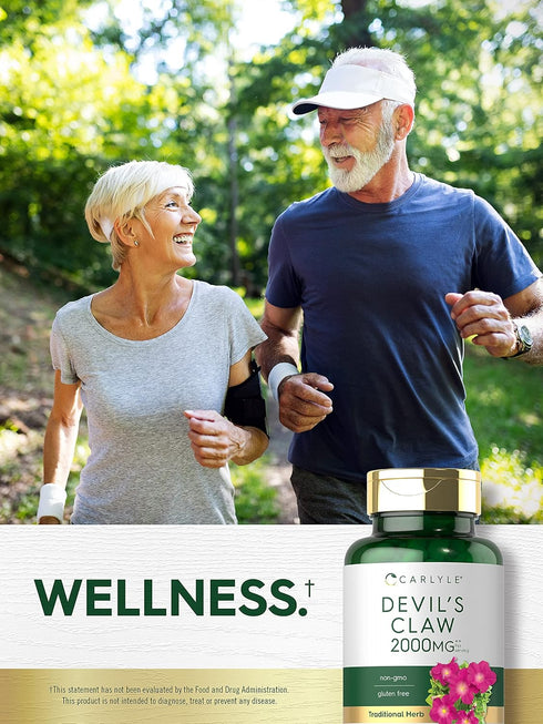 Carlyle Devils Claw 2000mg - 200 Capsules of Concentrated Root Extract - Non-GMO, Gluten Free Herbal Supplement