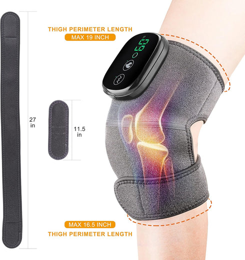 MOAJAZA Cordless Knee Massager - Heated Knee Brace Wrap for Relaxation, Heat and Vibration
