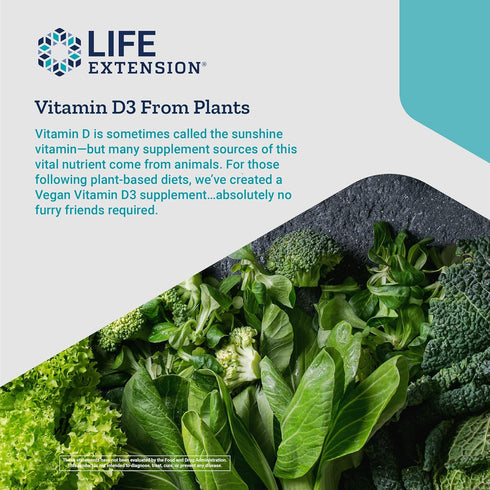 Life Extension Vegan Vitamin D3 - Joint/Bone Health & Immune Support, 60 Count