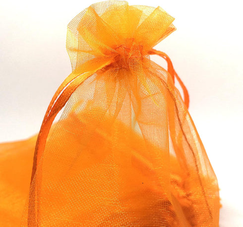 ANSLEY SHOP 100pcs 4x5 Inches Drawstrings Organza Gift Candy Bags, Wedding Favors (Orange)