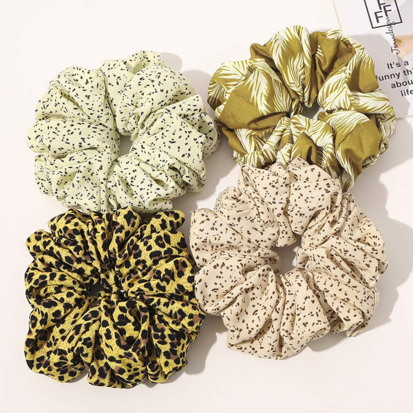 Scrunchies Hair Ties for Women - Big Silk Satin Jumbo Oversized Scrunchy for Thick Hair, Yellow Ligas Para el Cabello
