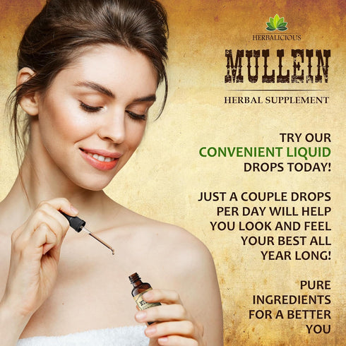 Mullein Leaf Extract - Verbascum Thapsus Liquid Supplement - Herbal Tincture Promoting & Detox Lungs, Respiratory - Lung Cleanse - Vegan Drops, Non-GMO - 2 fl. Oz
