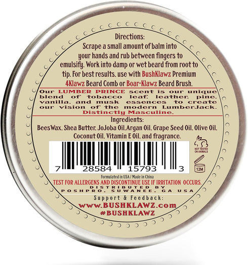 Lumber Prince Beard Balm Leave-in Conditioner, Premium Woodsy Musk Scent, 2 oz, Best Gift for Fathers