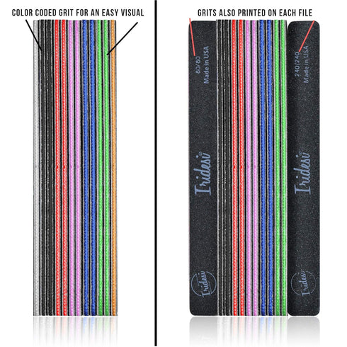 Professional Nail Files Black Washable Emery Boards, 7 Inches Long, 12 Fingernail Files Per Pack (180/240)