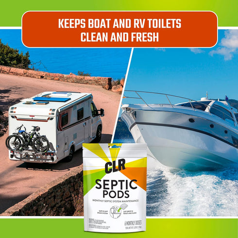CLR Septic System Treatment Pods, Dissolvable and Easy to Flush, Biobased Ingredients, 6 Month Supply
