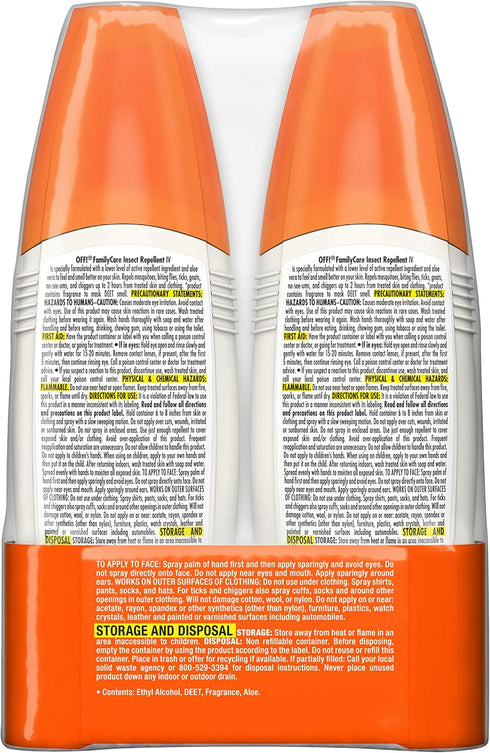 OFF! FamilyCare Insect & Mosquito Repellent Spritz, Unscented, 7% Deet, 6 oz, Pack of 2
