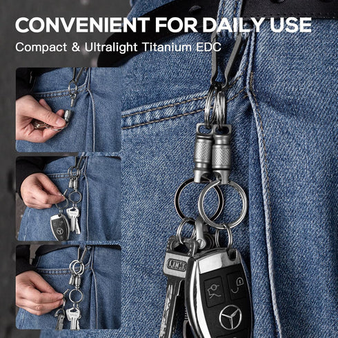 TISUR Titanium Keychain Pill Holder with Quick Release