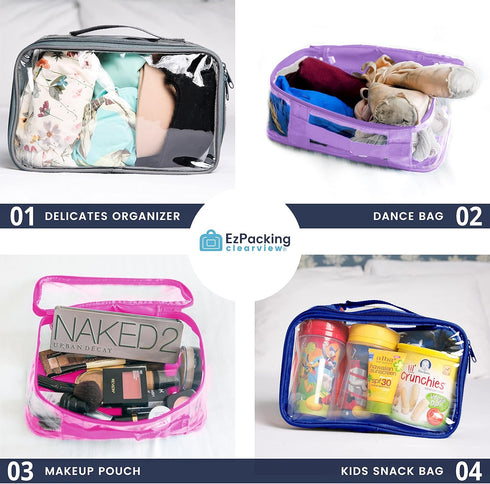 Small Clear Travel Packing Cube, See Through PVC Plastic Pouch for Makeup & Accessories Organizer (Gray)