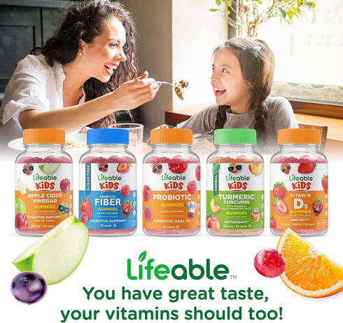 Lifeable Sugar Free Probiotics with Prebiotics Fiber for Kids – Great Tasting Gummy Supplement – Keto Friendly, 90