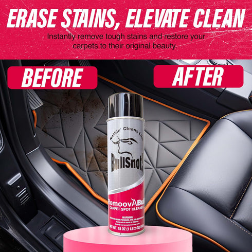 RemoovABull Carpet & Upholstery Stain Remover Fast Acting, Powerful Cleaner for Oil, Grease, Dirt, Coffee, Urine & More