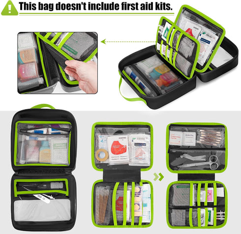 Marscamd Waterproof Empty First Aid Bag with a Detachable Panel, Small Medical Bag with Molle System, Green (Bag Only)