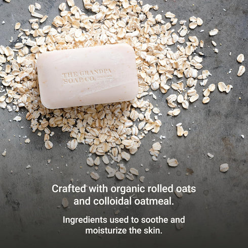 The Grandpa Soap Company Oatmeal Bar Soap with Organic Oats + Chamomile Extract, Vegan, 4.25 Oz, 3 Pack