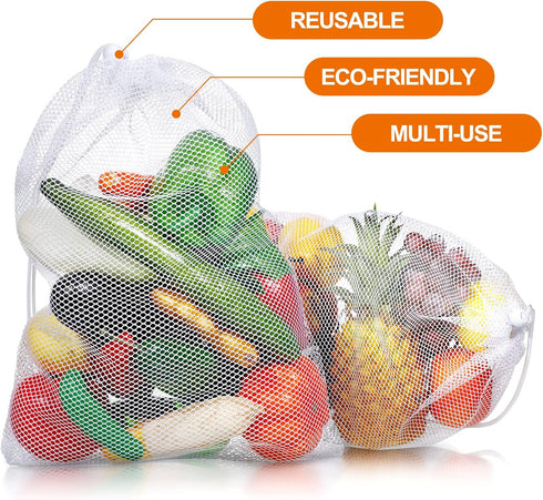 TecUnite 10 Pcs Large Drawstring Mesh Bags, Nylon Mesh Gift Dishwasher Bag for Kitchen Jewelry, White (5.5 x 7.5 Inch)