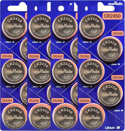 Murata CR2450 Battery DL2450 ECR2450 3V Lithium Coin Cell (20 Batteries)