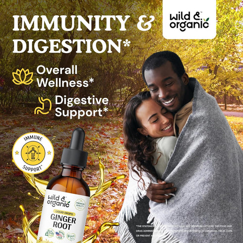 Ginger Liquid Extract - Organic Ginger Root Drops - Ginger Supplements for Digestive Support - Vegan, Alcohol Free Tincture - 2 fl oz