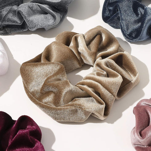 Velvet Scrunchies Hairbands Bulk Pack - Jumbo Large Hair Ties for Thick Curly Hair, No Crease Soft Elastic Accessories