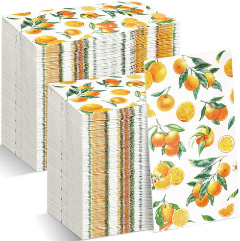 Funrous Orange Citrus Napkins Summer Guest Paper Napkin with Oranges Disposable Luncheon