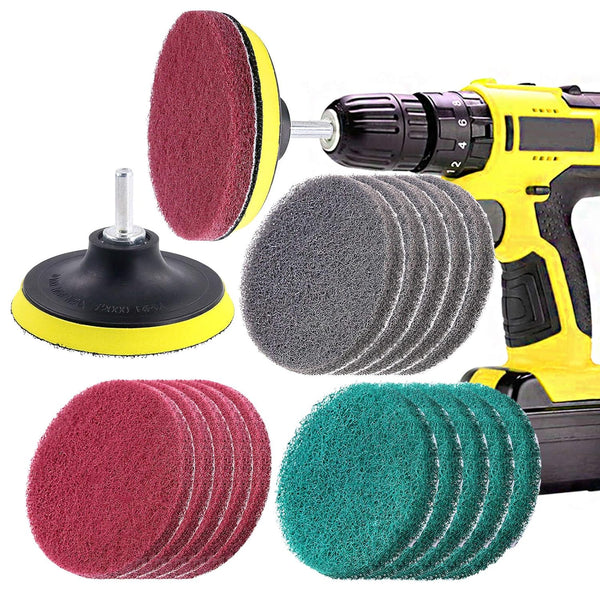 Swpeet 16Pcs 4Inch 3 Different Color Scrubbing Pads Drill Powered Brush Tile Scrubber