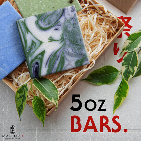 Matsuri Soap Bar | 5 oz | 3 Pack | Natural Ingredients, Moisturizing & Exfoliating, No Harmful Additives
