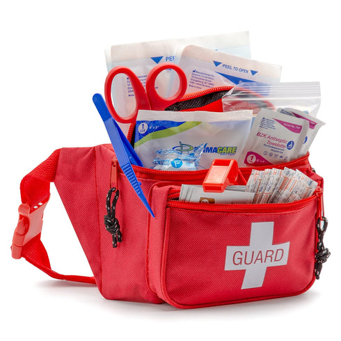 Primacare KB-8005 First Aid Fanny Pack, 8x2x6 Stocked with 75 Pieces Emergency