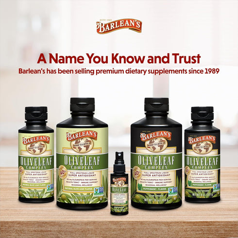 Barlean's Olive Leaf Complex Throat Spray with Peppermint, Lemon, & Sage for Immune Support, 1.5 oz Liquid Extract