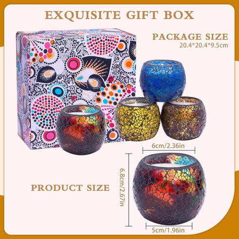 Set 4 Pack Mosaic Glass Scented Candles, Stress Relief Aromatherapy Candle for Home Scented, Vanilla Lavender Rose