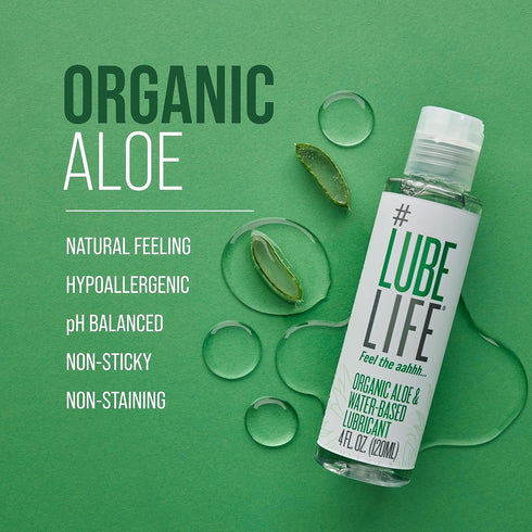 #LubeLife Organic Aloe & Water-Based Personal Lubricant, 4 Ounce, Hypoallergenic, Natural Ingredients