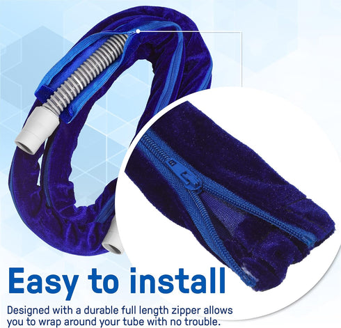 CPAP Tube Hose Cover, Full Length Zipper Fleece Skin, Prevent Rainouts, 8 Foot