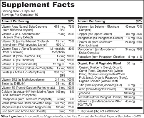 NATURELO Whole Food Multivitamin - Vitamins and Minerals Supplement for Teenage Boys, 60 Count (Pack of 2)