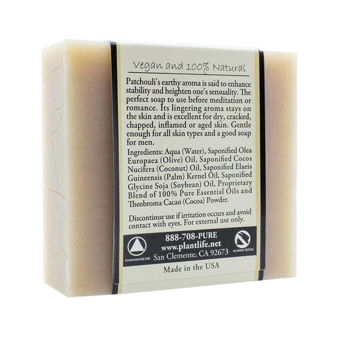 Plantlife Patchouli Bar Soap - Hand Crafted Moisturizing Soap for Skin - Soothing, Plant-Based Ingredients, 4oz